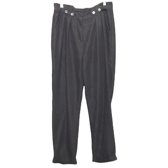 CYNTHIA Rowley brown paper bag waist high rise trouser pants 8 - Picture 1 of 10